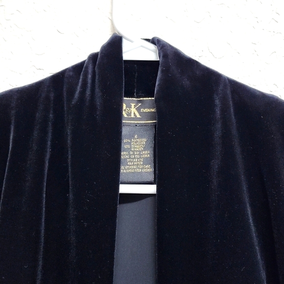 VINTAGE 90's R&K Cardigan Oversized Jacket Velvet Black - Picture 2 of 5